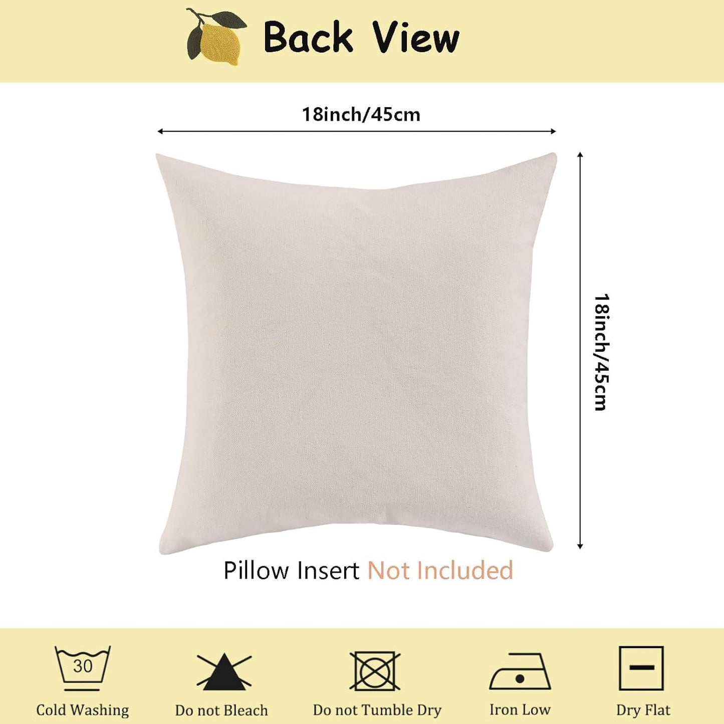 Embroidered Throw Pillow Covers 18x18 Pack of 2 Yellow Lemon Pillow Cushion Cases Farmhouse Decor Square Tufted Pillowcases for Summer Sofa Couch Bedroom