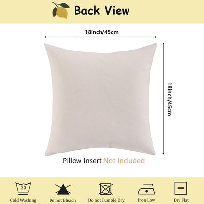 Embroidered Throw Pillow Covers 18x18 Pack of 2 Yellow Lemon Pillow Cushion Cases Farmhouse Decor Square Tufted Pillowcases for Summer Sofa Couch Bedroom