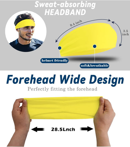 Headband for Men & Women, Sweat Wicking Sports Sweatband Headbands, Workout Running Training Yoga Basketball Hairband
