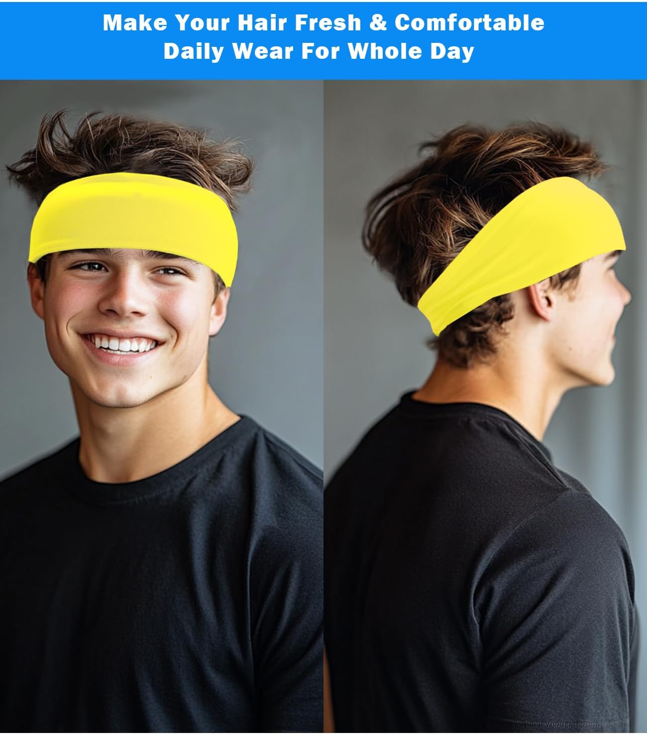 Headband for Men & Women, Sweat Wicking Sports Sweatband Headbands, Workout Running Training Yoga Basketball Hairband