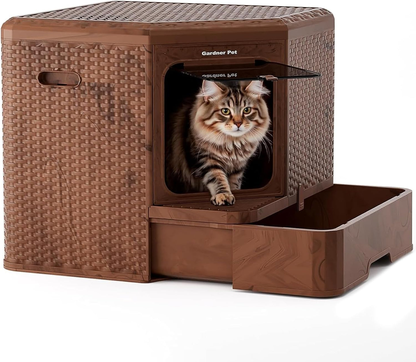 Gradner Pet Cat Litter Tray, Odour-Resistant Enclosed Cat Litter Box (Plastic Little Box)