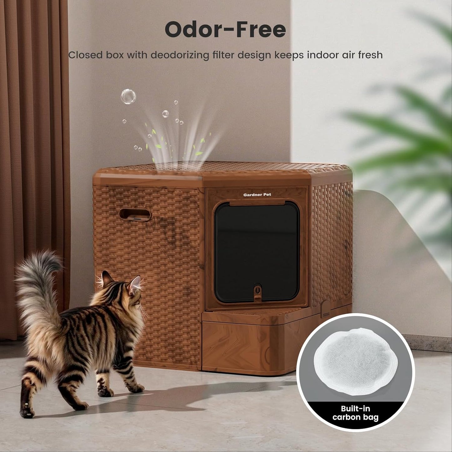 Gradner Pet Cat Litter Tray, Odour-Resistant Enclosed Cat Litter Box (Plastic Little Box)