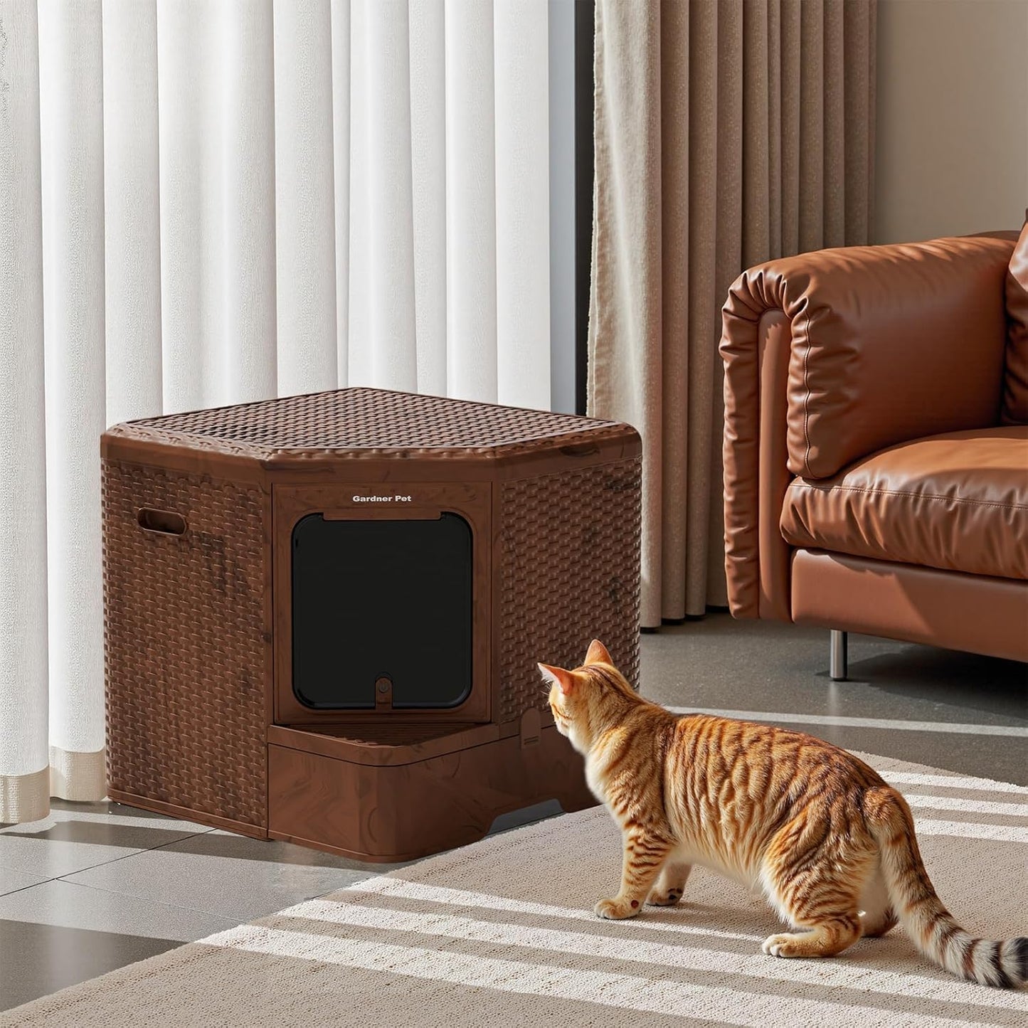 Gradner Pet Cat Litter Tray, Odour-Resistant Enclosed Cat Litter Box (Plastic Little Box)