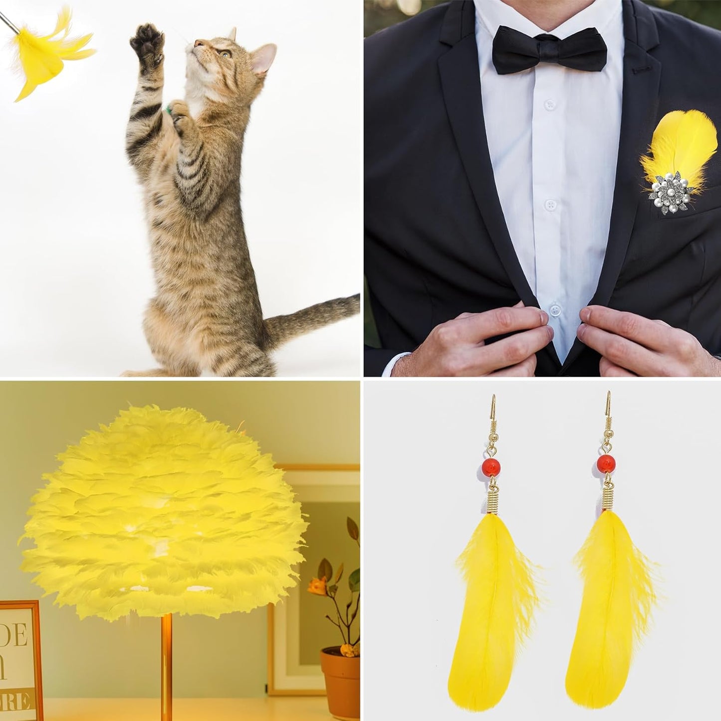 100 Pieces 8-12cm Natural Goose Feathers for DIY Craft Wedding Party Home Decorations, Yellow