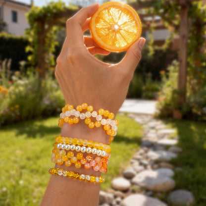 1200PCS 6mm Glass Beads for Bracelets, Yellow Beads 24 Colors Orange Crystal Beads Bracelet Making Kit and Jewelry Making, Round Glass Beads for Friendship Bracelets DIY Crafts