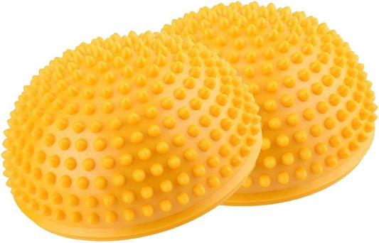 PVC Semi-Circular Durian Ball Inflatable Half Yoga Balls Massage Point Fitball Exercises Trainer Fitness Balance Ball(Yellow)