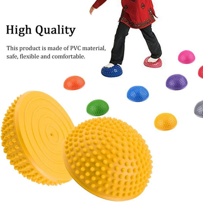 PVC Semi-Circular Durian Ball Inflatable Half Yoga Balls Massage Point Fitball Exercises Trainer Fitness Balance Ball(Yellow)