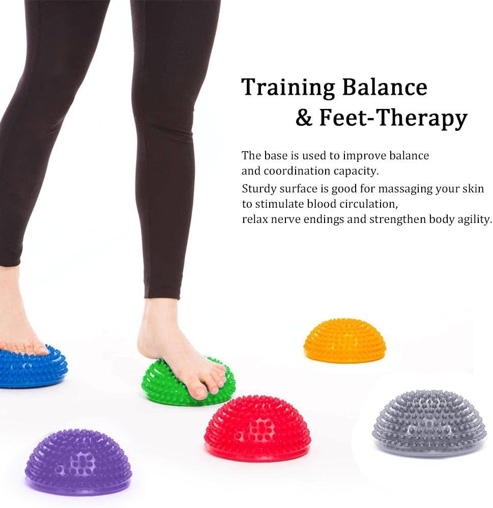PVC Semi-Circular Durian Ball Inflatable Half Yoga Balls Massage Point Fitball Exercises Trainer Fitness Balance Ball(Yellow)