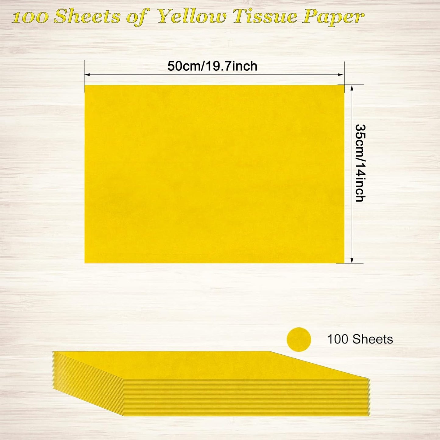 100 Sheets Yellow Tissue Paper Artdly 14 x 20 Inches Yellow Wrapping Paper Bulk for Weddings Birthday DIY Project Christmas