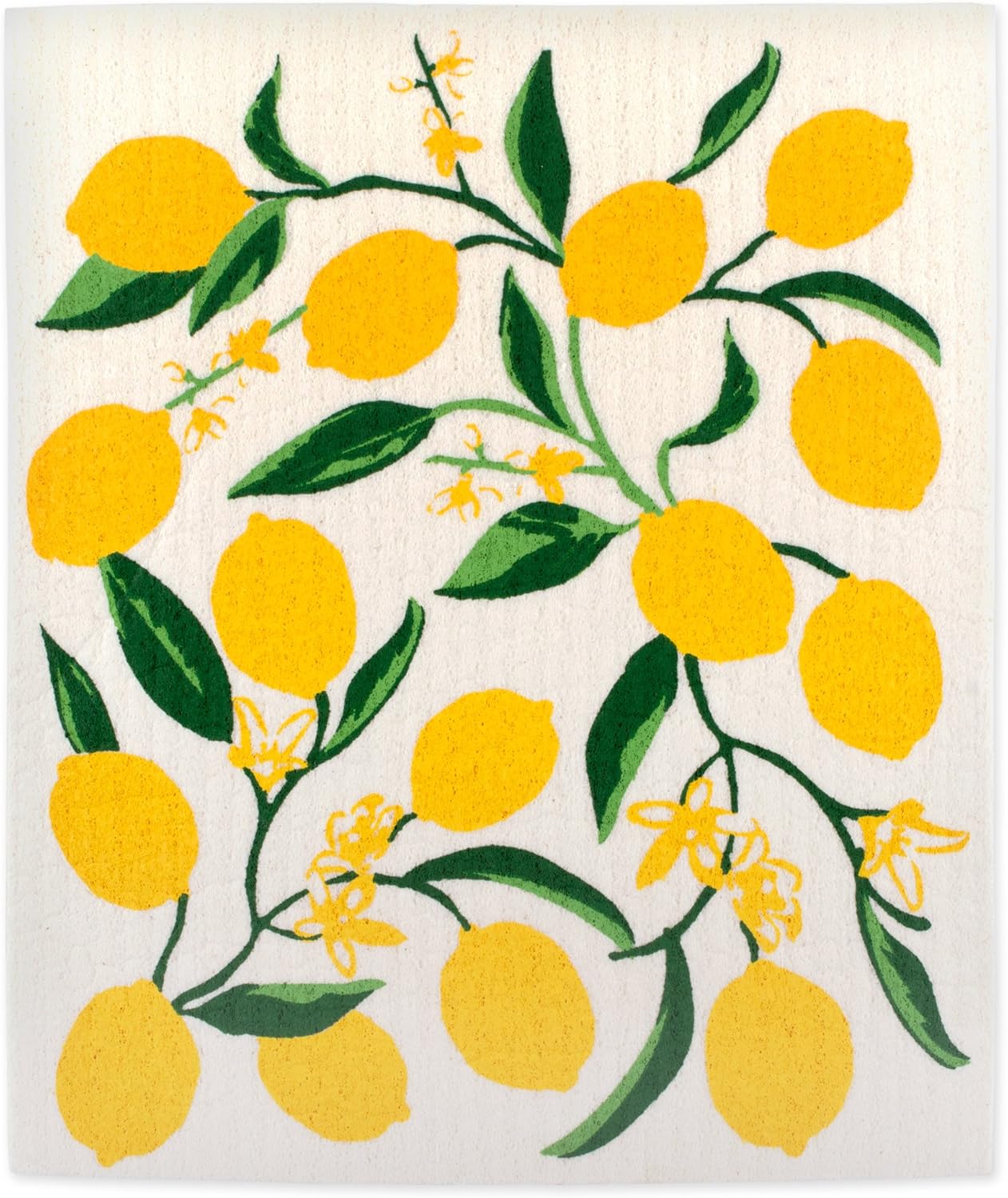 Swedish Dishcloths for Kitchen & Cleaning, Reusable, Machine Washable & Dishwasher Safe, Biodegradable, 7.75 x 6.75, Lemons, 3 Piece