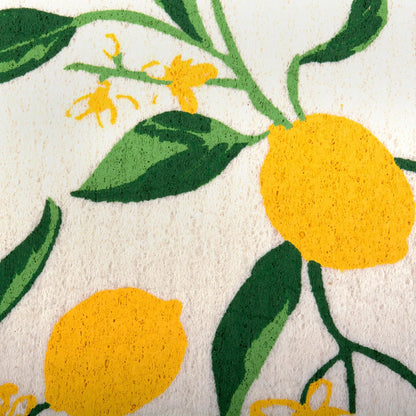 Swedish Dishcloths for Kitchen & Cleaning, Reusable, Machine Washable & Dishwasher Safe, Biodegradable, 7.75 x 6.75, Lemons, 3 Piece