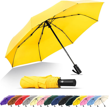 Travel Umbrella - Compact Umbrella for Rain - Perfect Large Auto Folding Umbrella - Ideal Car umbrella, Small umbrella, and Travel Companion