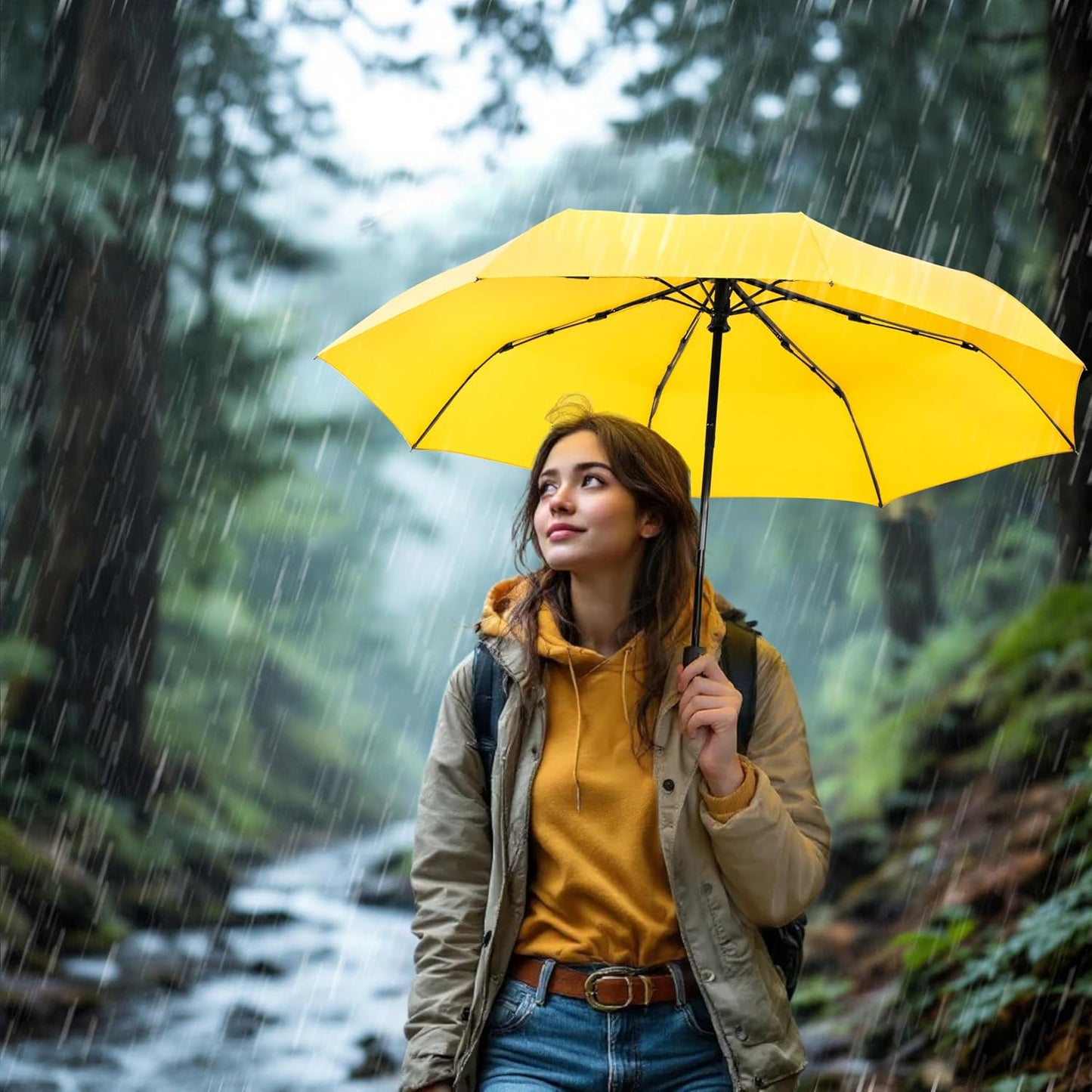 Travel Umbrella - Compact Umbrella for Rain - Perfect Large Auto Folding Umbrella - Ideal Car umbrella, Small umbrella, and Travel Companion