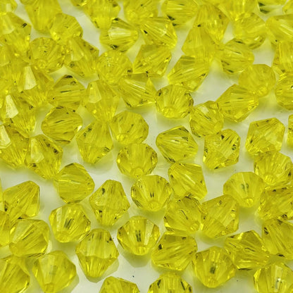 1000pcs 6mm Acrylic Bicone Beads Faceted Acrylic Crystal Spacer Beads for Bracelet Necklace Earring Keychain Jewelry Making Crafts(Lemon Yellow)