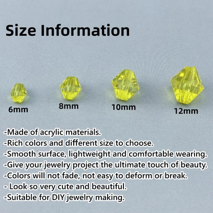 1000pcs 6mm Acrylic Bicone Beads Faceted Acrylic Crystal Spacer Beads for Bracelet Necklace Earring Keychain Jewelry Making Crafts(Lemon Yellow)