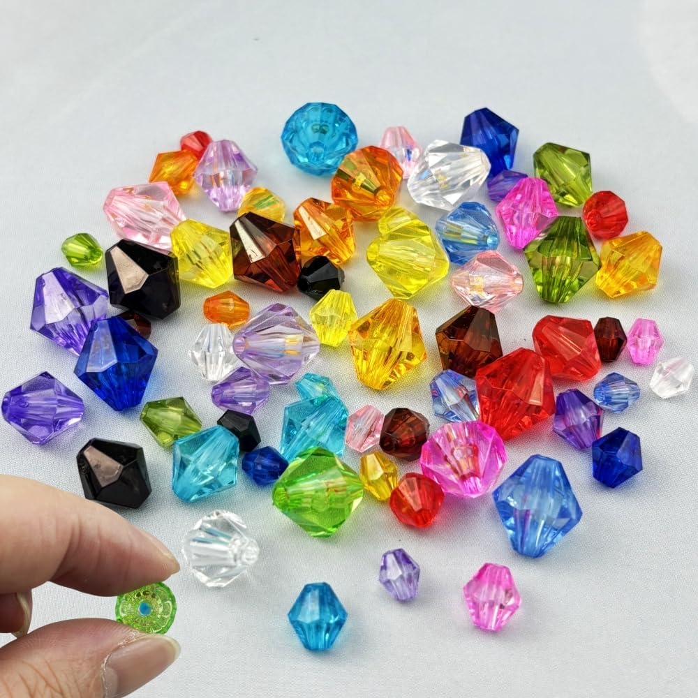 1000pcs 6mm Acrylic Bicone Beads Faceted Acrylic Crystal Spacer Beads for Bracelet Necklace Earring Keychain Jewelry Making Crafts(Lemon Yellow)