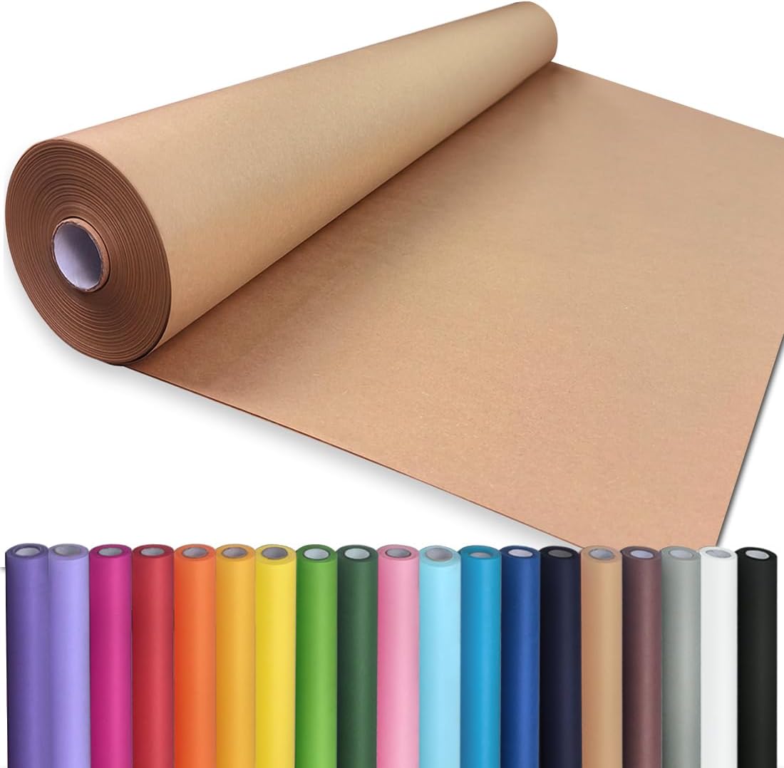 36" x 2,400" (200') Lemon Yellow Kraft Paper Roll for Craft Bulletin Board Paper Art Table Covering Crafting Gift Wrapping Bouquet Packing Parcel 80GSM 55LB (Lemon Yellow, 36" x 200')