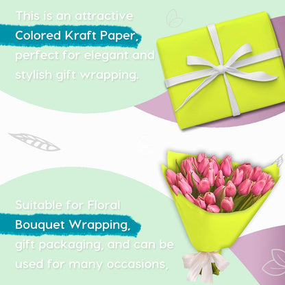 36" x 2,400" (200') Lemon Yellow Kraft Paper Roll for Craft Bulletin Board Paper Art Table Covering Crafting Gift Wrapping Bouquet Packing Parcel 80GSM 55LB (Lemon Yellow, 36" x 200')