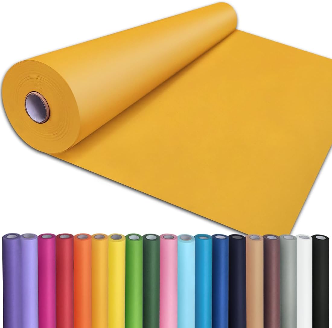 36" x 2,400" (200') Lemon Yellow Kraft Paper Roll for Craft Bulletin Board Paper Art Table Covering Crafting Gift Wrapping Bouquet Packing Parcel 80GSM 55LB (Lemon Yellow, 36" x 200')