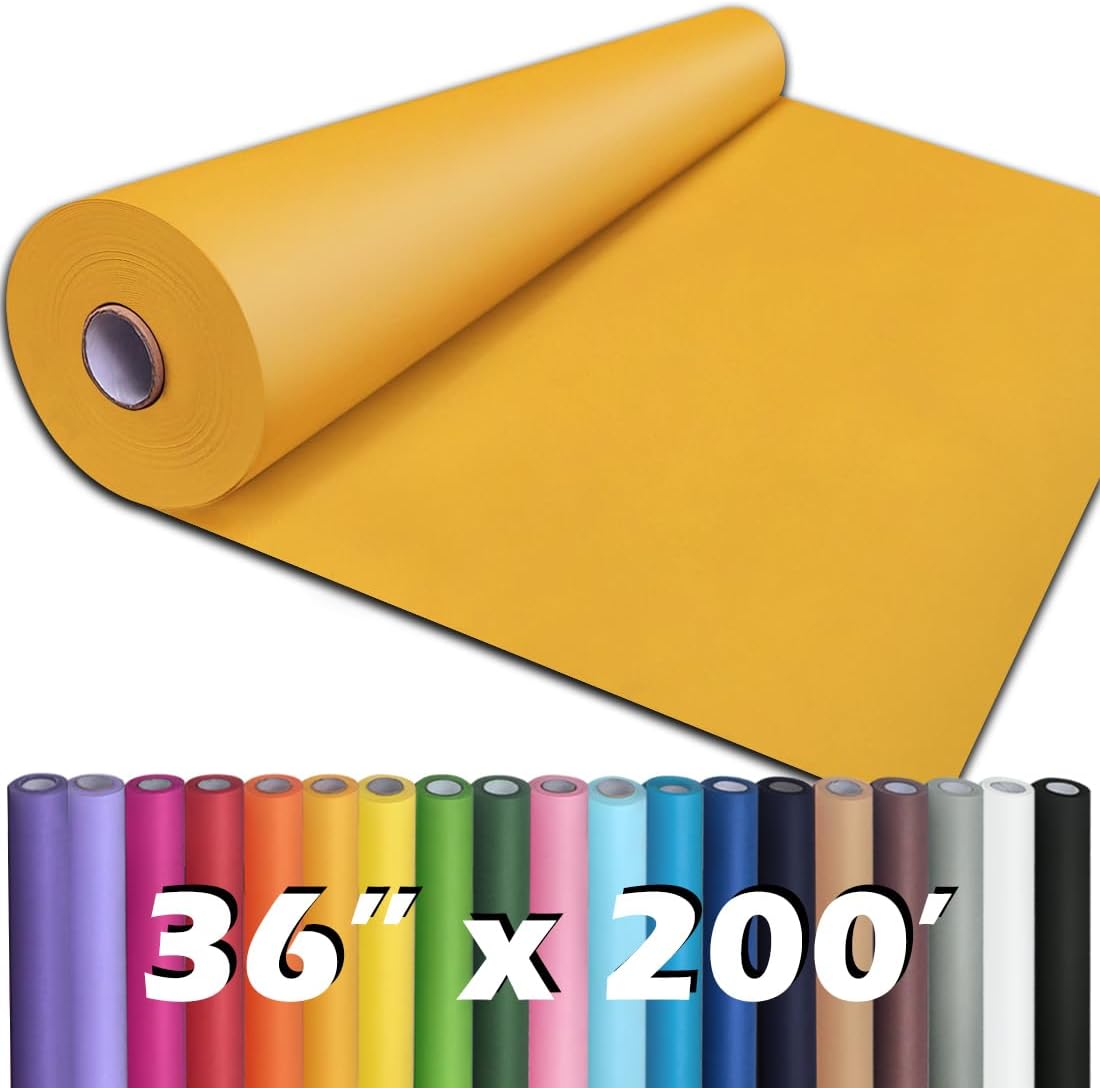 36" x 2,400" (200') Lemon Yellow Kraft Paper Roll for Craft Bulletin Board Paper Art Table Covering Crafting Gift Wrapping Bouquet Packing Parcel 80GSM 55LB (Lemon Yellow, 36" x 200')