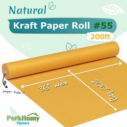 36" x 2,400" (200') Lemon Yellow Kraft Paper Roll for Craft Bulletin Board Paper Art Table Covering Crafting Gift Wrapping Bouquet Packing Parcel 80GSM 55LB (Lemon Yellow, 36" x 200')