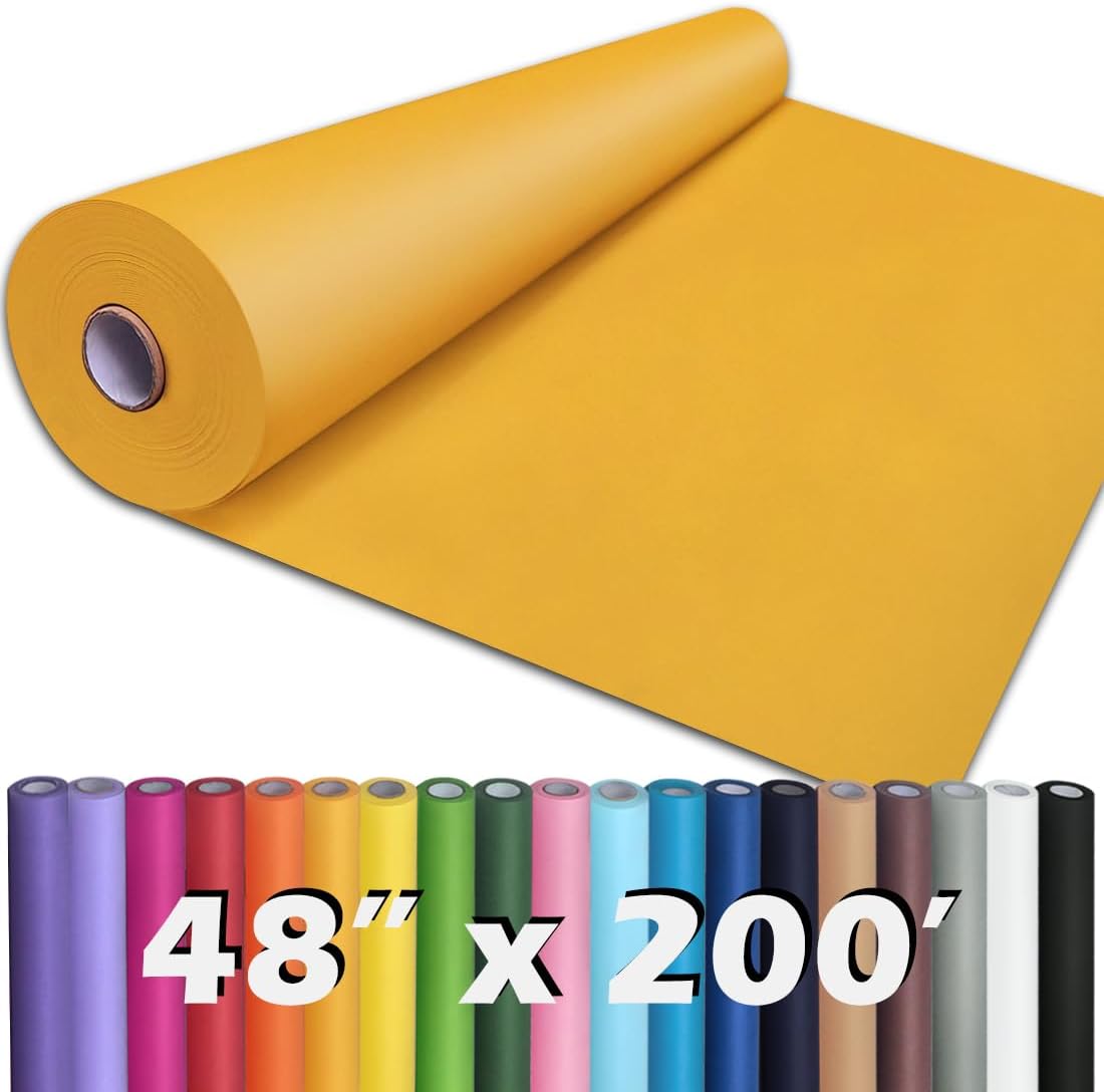 36" x 2,400" (200') Lemon Yellow Kraft Paper Roll for Craft Bulletin Board Paper Art Table Covering Crafting Gift Wrapping Bouquet Packing Parcel 80GSM 55LB (Lemon Yellow, 36" x 200')
