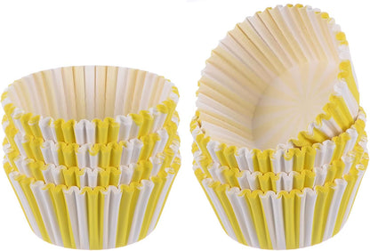 200 Count Cupcake Liners Yellow Stripe Cupcake Cups Standard Size Muffins Liners Papers Baking Cups Wrappers Greaseproof for Party Wedding Birthday