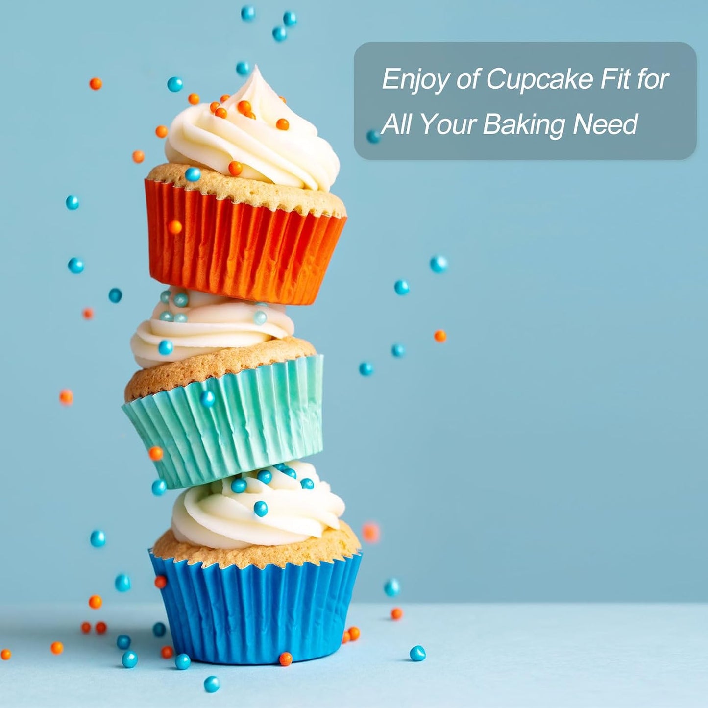 200 Count Cupcake Liners Yellow Stripe Cupcake Cups Standard Size Muffins Liners Papers Baking Cups Wrappers Greaseproof for Party Wedding Birthday