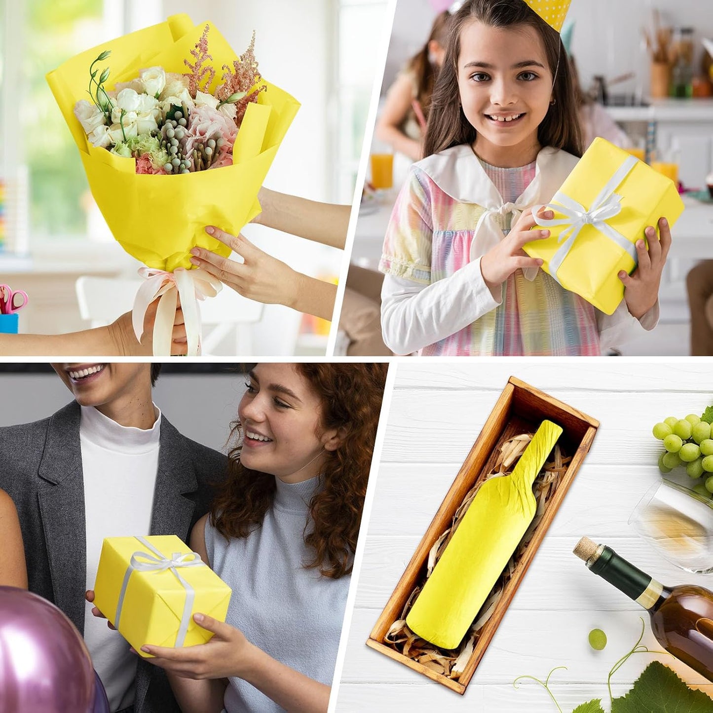 60 Sheets Yellow Tissue Paper - Thanksgiving Tissue Paper Art Gift Wrapping Bulk for DIY Crafts Decor Birthday Holiday Thanksgiving Party (20 x 14.5 inches)