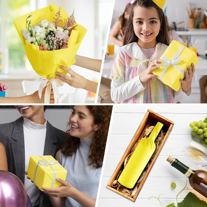 60 Sheets Yellow Tissue Paper - Thanksgiving Tissue Paper Art Gift Wrapping Bulk for DIY Crafts Decor Birthday Holiday Thanksgiving Party (20 x 14.5 inches)