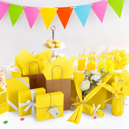 60 Sheets Yellow Tissue Paper - Thanksgiving Tissue Paper Art Gift Wrapping Bulk for DIY Crafts Decor Birthday Holiday Thanksgiving Party (20 x 14.5 inches)
