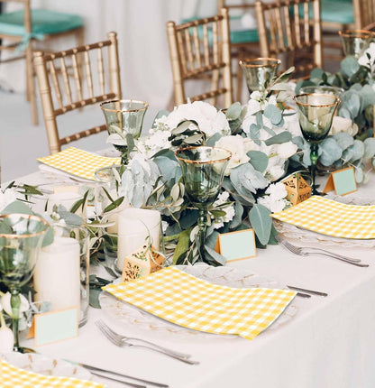 25 Pieces 3-ply Yellow Gingham Napkins 13 x 15.7 Inches Guest Bathroom Napkins Disposable Hand Towels for Bathroom Wedding Birthday Party Paper Dinner Napkins