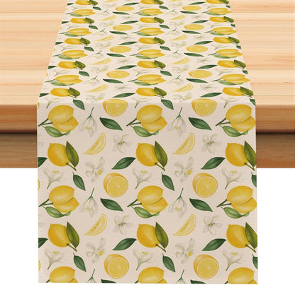 Summer Lemon Table Runner, 13x72 Inch | Table Decoration for Summer Seasonal Anniversary Holiday Kitchen Dinning Table Home Party Decor