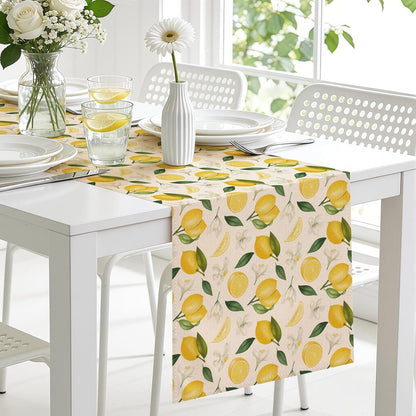 Summer Lemon Table Runner, 13x72 Inch | Table Decoration for Summer Seasonal Anniversary Holiday Kitchen Dinning Table Home Party Decor