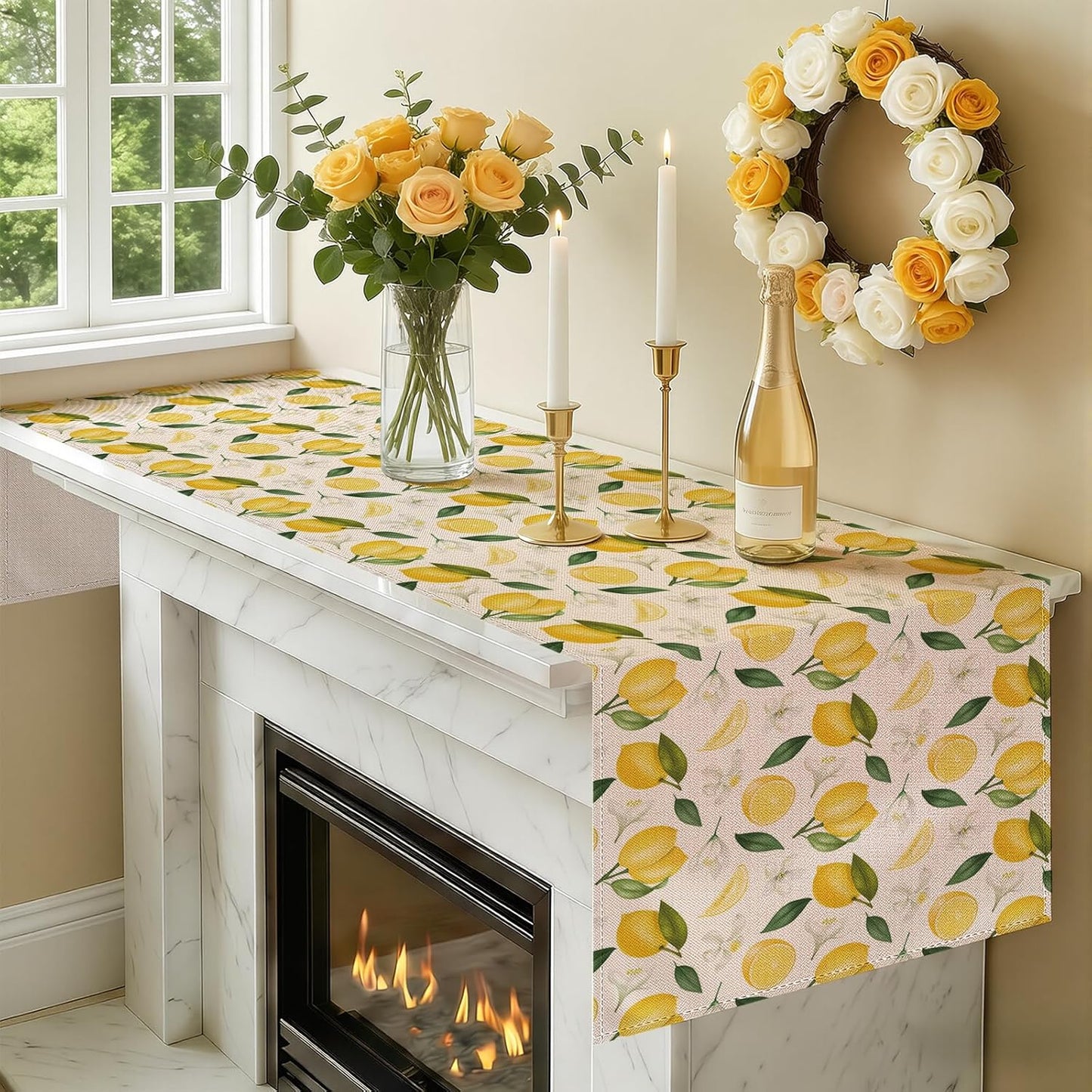Summer Lemon Table Runner, 13x72 Inch | Table Decoration for Summer Seasonal Anniversary Holiday Kitchen Dinning Table Home Party Decor
