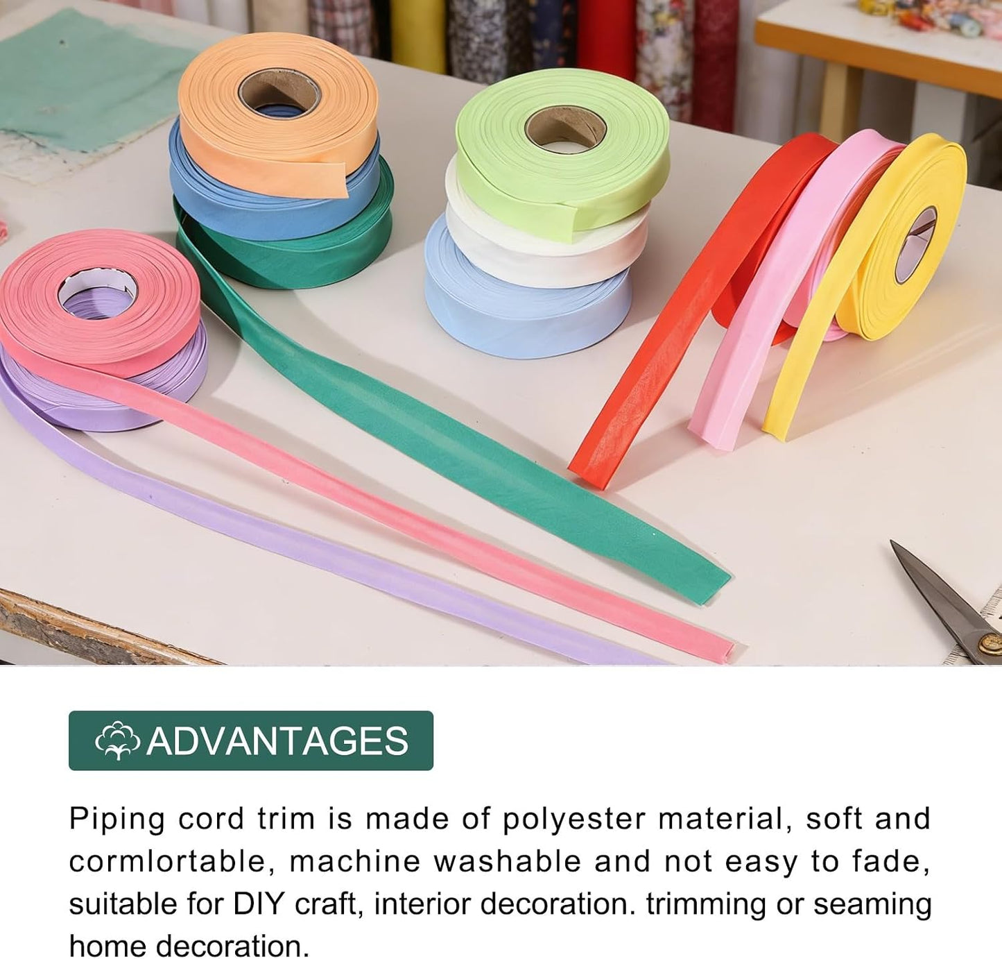 1/2 Inch Single Fold Bias Tape Polyester Continuous Bulk Bias Tape for Sewing,Seaming Quilting Hemming Binding Crafts (Yellow 15 Yards)