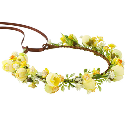 Yellow Flower Crown for Women, Fairy Floral Headband | Renaissance Hair Accessories, Elf Cosplay, Weeding Bride Headpiece Cosplay Birthday Party Festival