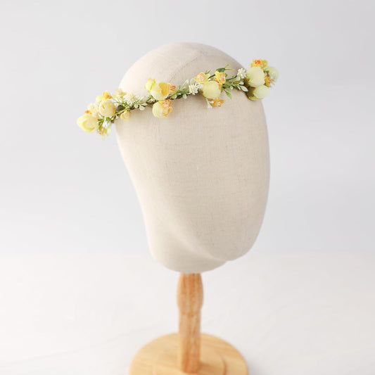 Yellow Flower Crown for Women, Fairy Floral Headband | Renaissance Hair Accessories, Elf Cosplay, Weeding Bride Headpiece Cosplay Birthday Party Festival