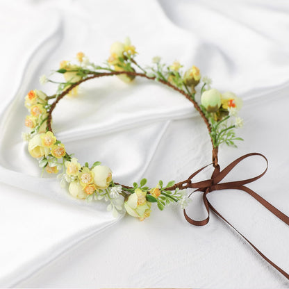 Yellow Flower Crown for Women, Fairy Floral Headband | Renaissance Hair Accessories, Elf Cosplay, Weeding Bride Headpiece Cosplay Birthday Party Festival