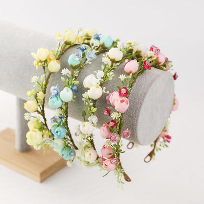 Yellow Flower Crown for Women, Fairy Floral Headband | Renaissance Hair Accessories, Elf Cosplay, Weeding Bride Headpiece Cosplay Birthday Party Festival