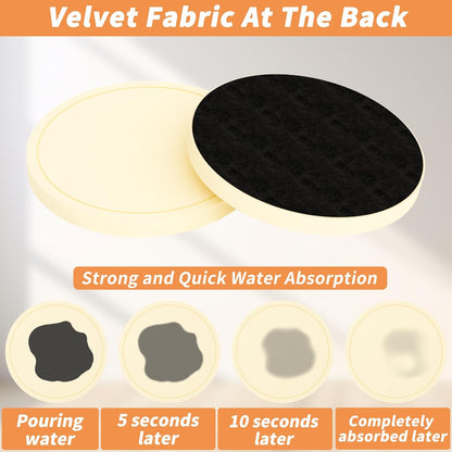 6Pcs Drink Coaster with Holder, Lemon-Yellow Absorbent Coasters for Drinks, Non-Slip with Velvet Bottom, Thick Heavy Duty 4 inch Ceramic Coasters, Home Decor Coffee Bar Accessories