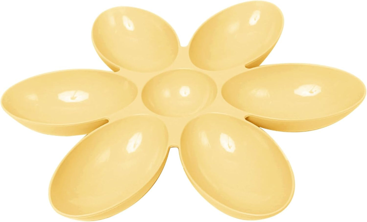 6 Petal Flower Shaped Cat Food Bowl Multi-Cat Feeder with 6 Compartments Non-Slip Slow Feeder for Indoor Cats Yellow One Size