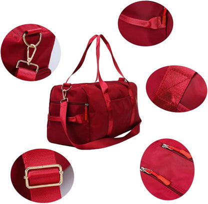 Sports Gym Bag for Women Travel Duffel Bag with Wet Pocket and Shoes Compartment for Training Swim Yoga(Red)