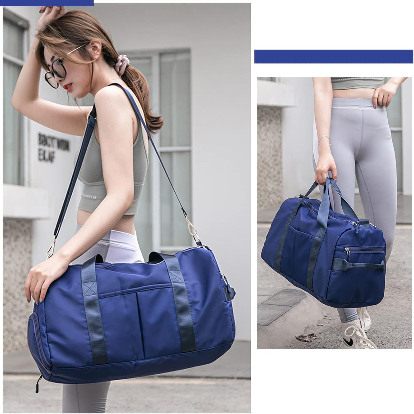 Sports Gym Bag for Women Travel Duffel Bag with Wet Pocket and Shoes Compartment for Training Swim Yoga(Red)