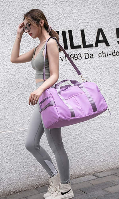 Sports Gym Bag for Women Travel Duffel Bag with Wet Pocket and Shoes Compartment for Training Swim Yoga(Red)