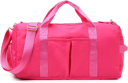 Sports Gym Bag for Women Travel Duffel Bag with Wet Pocket and Shoes Compartment for Training Swim Yoga(Red)