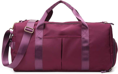 Sports Gym Bag for Women Travel Duffel Bag with Wet Pocket and Shoes Compartment for Training Swim Yoga(Red)