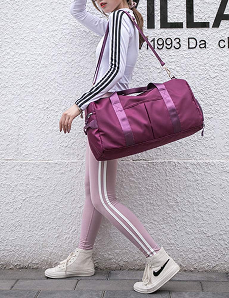 Sports Gym Bag for Women Travel Duffel Bag with Wet Pocket and Shoes Compartment for Training Swim Yoga(Red)