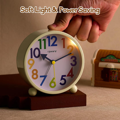 Metal Super Silent Beep Alarm Clock, Desk Alarm Clock Bedroom Clock, Child Interest Alarm Clock(Cheese Yellow)