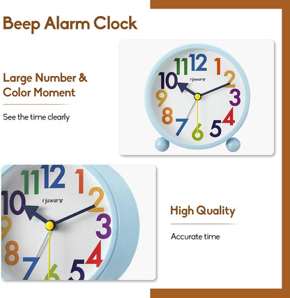 Metal Super Silent Beep Alarm Clock, Desk Alarm Clock Bedroom Clock, Child Interest Alarm Clock(Cheese Yellow)